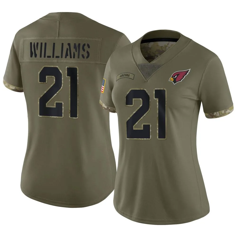 Women's Arizona Cardinals Garrett Williams Nike 2022 Salute To Service Limited Olive Jersey Women's Arizona Cardinals Garrett Williams Nike 2022 Salute To Service Limited Olive Jersey